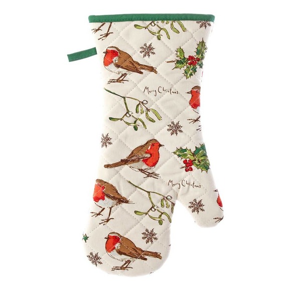 Ulster Weavers Madeleine Floyd Robins & Holly Christmas Oven Mitt NEW - Picture 1 of 3